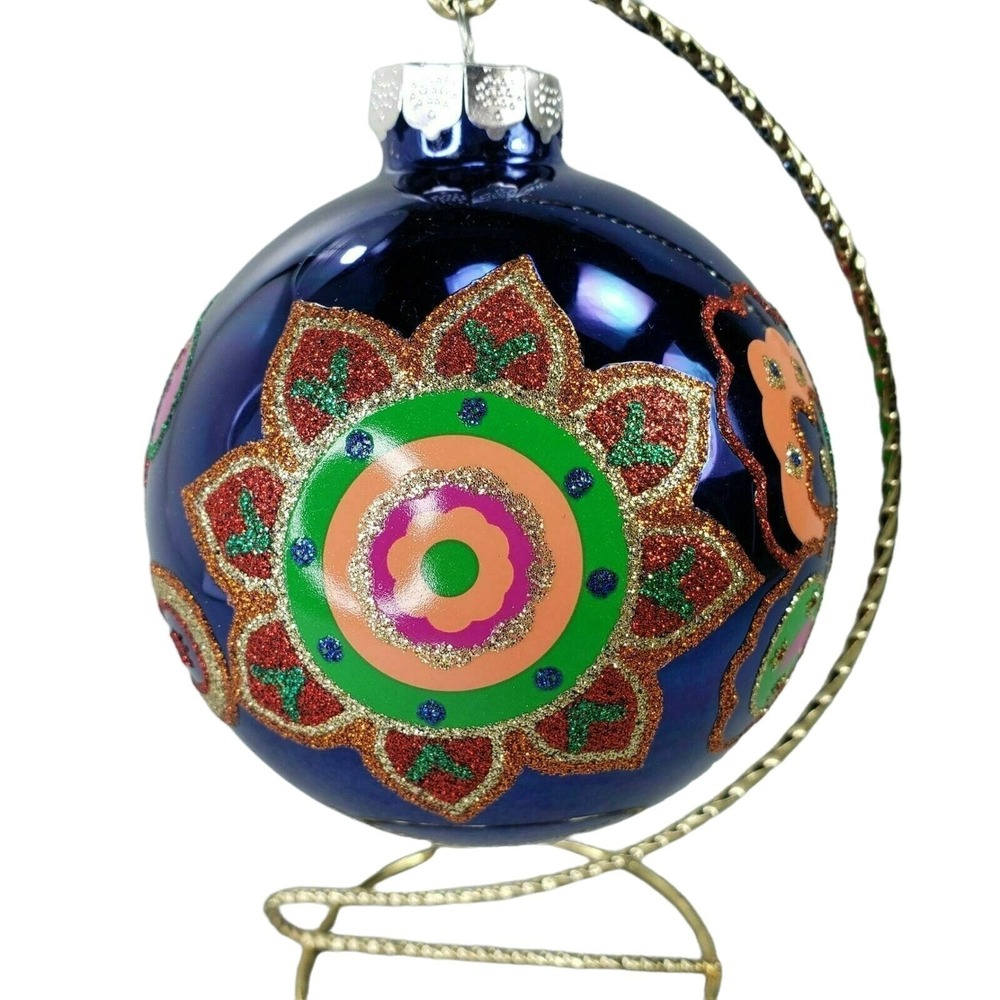 Vera Bradley Christmas Glass Ornament Venetian Paisley With Box 2013 New